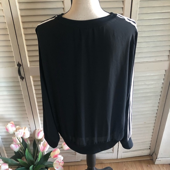 Adidas Black And White Semi Sheer Logo Shirt - Picture 5 of 7